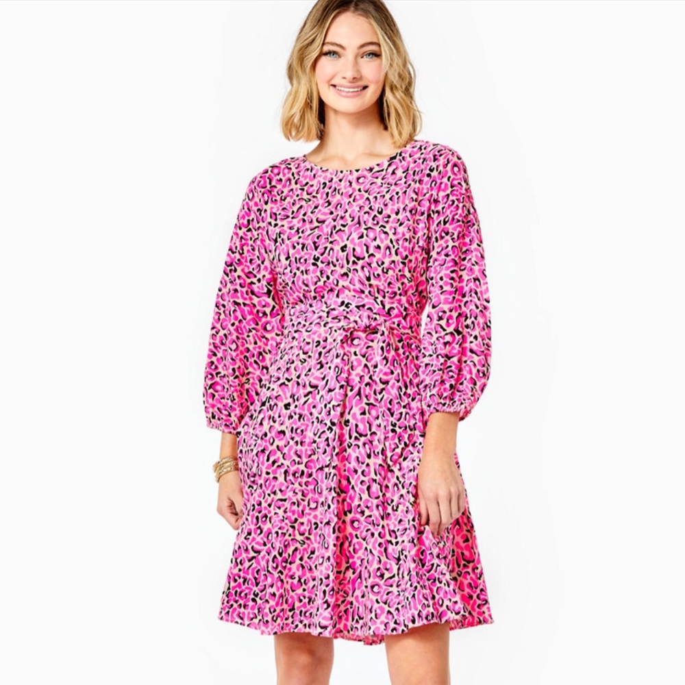 BNWT Lilly Pulitzer Cynthia Swing Dress in Pink Topaz My Favorite Spot, Size L